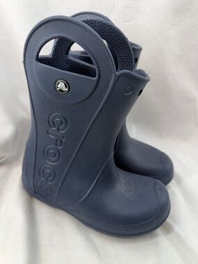 CROCS Kids size 1 Dark Blue Handle Rain Boots